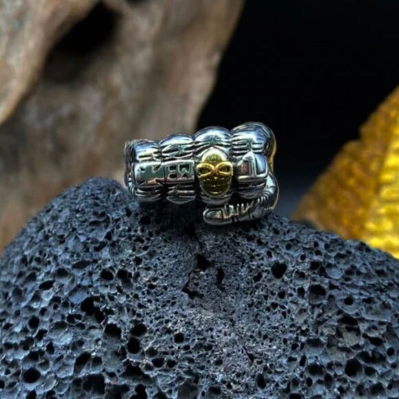 European and American Personalized Retro Skeleton Fist Ring Titanium Steel Motor - Picture 1 of 7